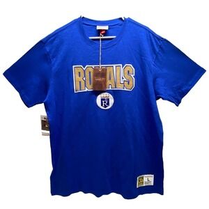 KC Royals MLB Shirt Men's Large Kansas City Blue Cooperstown Mitchell & Ness NWT